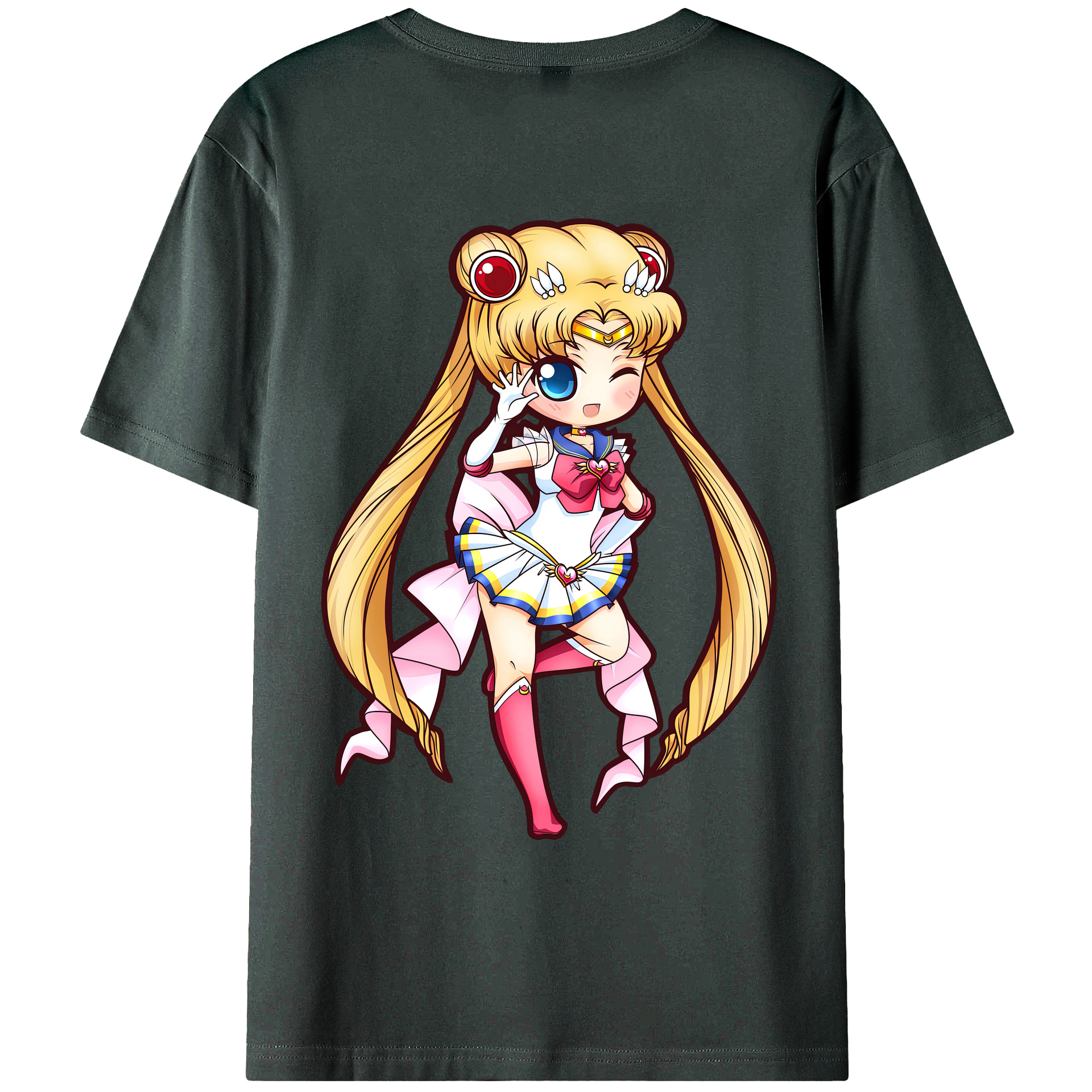 （画像用） 美少女戦士セーラームーン 月野 うさぎ つきの うさぎ Sailor Moon Tsukino Usagi 綿100％ メンズ半袖Tシャツ（バックプリント） 通気性